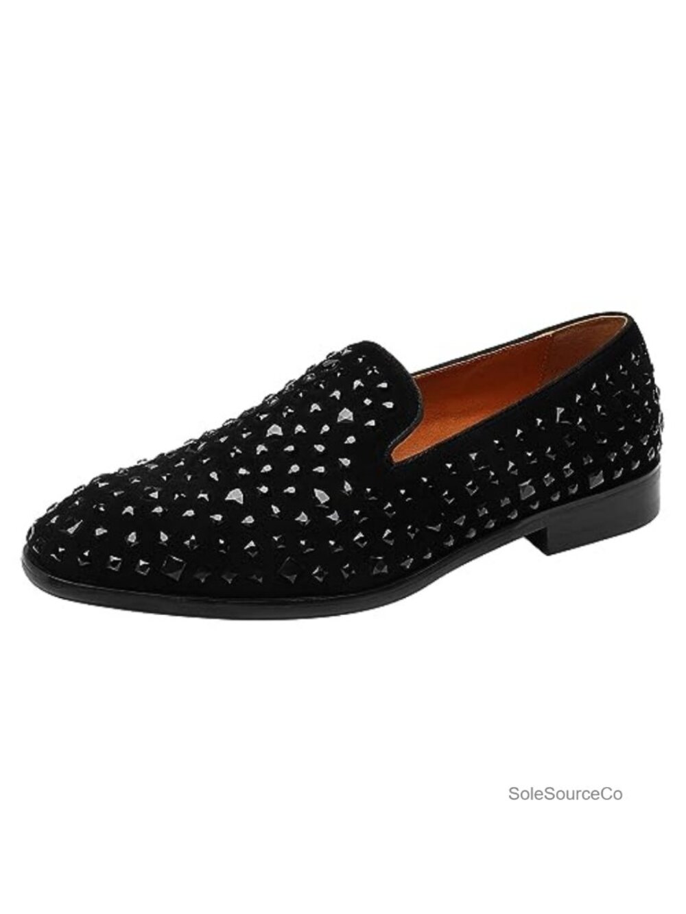 Handmade Leather Loafers Rhinestone Studded Suede Wedding Party Dress Shoes